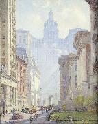 Colin Campbell Cooper Chambers Street and the Municipal Building, N.Y.C. oil painting artist